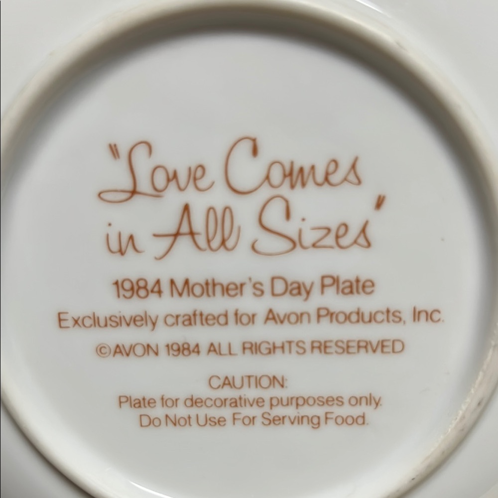 Avon Mother's Day 1984 Decorative Plate - Picture 3 of 5